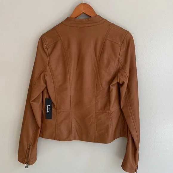 Lulus Woman’s Vegan Leather Jacket Large Tan New with tags